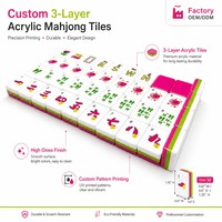 Fichas de Mahjong Americanas Acrílicas de 3 Capas de Primera Calidad, Diseño Floral Moderno en Rojo Rosa, Tamaño Lujoso de 32 mm, Duraderas, para Entretenimiento