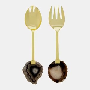 Rose <b>Gold</b> Plated Stainless Steel Salad Server Set with Eco-Friendly Design Dishwasher Safe Knife and Fork <b>Spoons</b> - Product Image 4