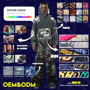 เสื้อฮู้ดดี้ผู้ชายแบบซิป OEM สั่งทำพิเศษ ผ้าฝ้ายเฟรนช์เทอร์รี่หนานุ่ม 100% สำหรับฤดูหนาว ประดับคริสตัลและหมุดโลหะ สไตล์สตรีทแวร์ ฟังก์ชั่นครบครัน ล้างสีแบบแอซิดวอช - Product Image 4