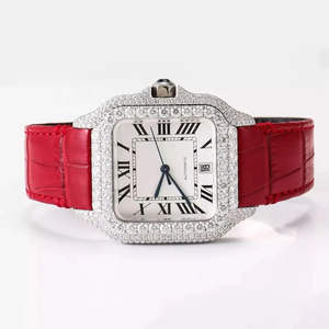 นาฬิกาข้อมือสแตนเลสสีแดงแบบอนาล็อก ระบบกลไก ทูร์บิญอง ประดับเพชร สำหรับขายส่งเพื่อการส่งเสริมการขายและขายต่อทั่วโลก - Product Image 1