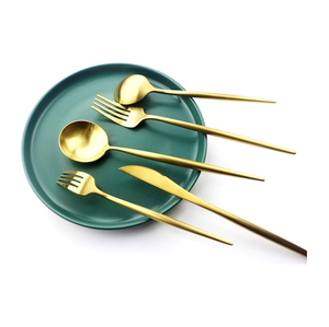 ช้อนชาทองเหลืองโบราณชุดช้อนส้อมชุดเครื่องใช้บนโต๊ะอาหารของโรงแรมของตกแต่งบ้านเครื่องครัวการจัดเลี้ยงช้อนตักของแข็งทำจากเหล็กกระจก - Product Image 2