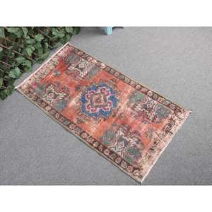 พรมวินเทจขนาด 1.8x3.3 ฟุต พรมตุรกีขนาดเล็ก พรมสีแดงไล่เฉด - Product Image 1