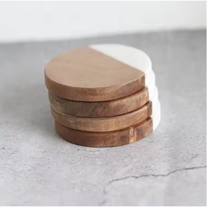 Ensemble de dessous-de-verre et de coussinets ronds classiques en marbre, bois et pierre, faits à la main, épaisseur de 5 mm, écologiques pour la maison et le bureau - Product Image 3