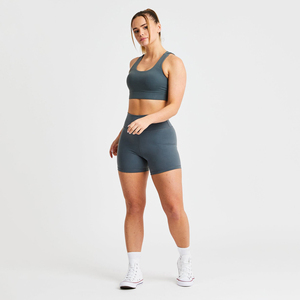 Shorts de yoga pour femmes, mode d'été, coton et élasthanne, tricotés, taille mi-haute, cordon de serrage, confortables, ajustés, contrôle du ventre, séchage rapide - Product Image 4