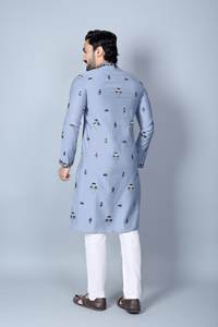 Elegante Conjunto de Kurta de Seda Chanderi Estilo 'Salman' para Fiestas y Festivales - Product Image 4