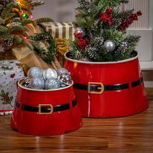 Collar de árbol rojo de Metal para decoración de Navidad, soporte de árbol de diseño clásico de lujo, decoración inspirada con clase para el hogar, fiesta de Navidad de Año Nuevo - Product Image 3