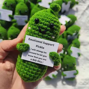 Crochet Adorable Emotional Support Pickle Emotional Support Pickle Gift for Family Friends Handmade Crochet Gift Desk Ornaments