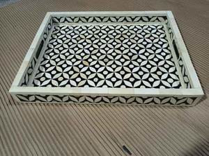 Bandeja de Servir de Lujo Moderna con Incrustaciones de Hueso y Madreperla para Bodas y Diwali - Product Image 3