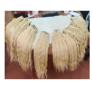 Blonde Color Human Hair Weft Bundles Sourced from temple Single drawn hair extensions Wholesale