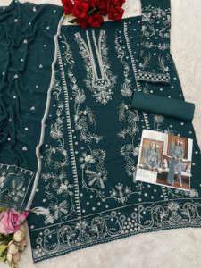 Offre Spéciale élégant costume pour femme en fausse georgette avec intérieur santoon terne pour une tenue de fête confortable disponible au meilleur prix - Product Image 3