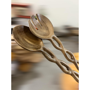 Pinzas de madera para ensalada de 13 "para servir, mezclar ensalada, tenedor y cuchara, juego de servidor de ensalada de mango largo, cocina, juego de 2 (madera de acacia) - Product Image 2