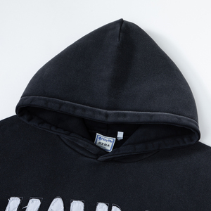 Sudadera con capucha lavada con ácido de gran tamaño bordada con angustia personalizada, sudaderas con capucha desteñidas al sol para hombres, ropa informal de moda cómoda de algodón - Product Image 5