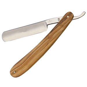 Maquinilla de afeitar de borde recto de acero inoxidable hecha a medida, hoja única con mango de madera seguro para depilación de axilas de Bikini - Product Image 4