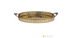 Bandeja dorada de latón de forma redonda, bandeja de servicio de lujo, novedad de 2022 - Product Image 5