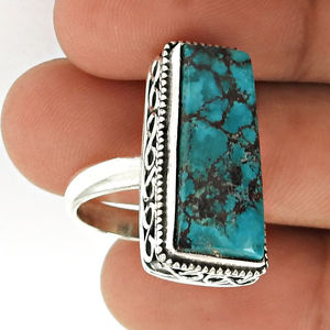 Bague en argent sterling 925 faite à la main en pierre précieuse turquoise naturelle sertissage de lunette Design élégant pour ses bijoux de pierre de naissance de décembre - Product Image 6