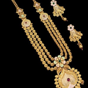 <b>INDIAN</b> TRADITIONAL and FASHIONABLE COPPER <b>JEWELLERY</b> BRIDAL WEDDING <b>JEWELLERY</b> SET for WOMEN EARRINGS and NECKLACE SET - Product Image 1