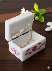 Boîte à bijoux en marbre naturel, fabrication artisanale, rangement durable pour bagues avec incrustation naturelle, pour la maison ou le bureau - Product Image 6
