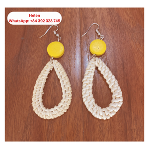 Pendiente de ratán hecho a mano 100%, Venta barata con nuevos accesorios artesanales de ratán de estilo bohemio a la moda - Product Image 4