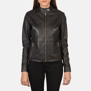 Veste en cuir d'agneau véritable pour femme, coupe ajustée, chaude, imperméable et respirante, tricotée, automne-hiver - Product Image 4