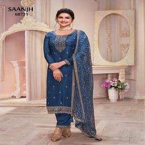 Nouvel Arrivage Excellente Qualité Soie Lourde Georgette Salwar Suit & Dupatta Avec Séquence Broderie Point Travail World Wide Export - Product Image 1