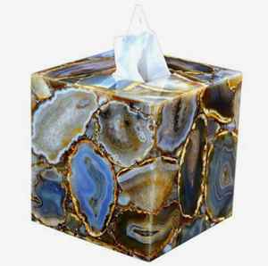 Cubierta de caja de pañuelos de piedra de ágata más vendida, soporte de pañuelos decorativo hecho a mano de lujo, accesorios modernos para el hogar, Fabricante Mayorista - Product Image 1