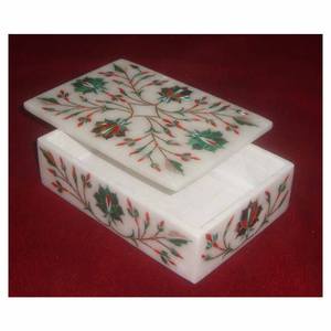 Beautiful Handmade Pure White Marble With Natural Mother of Pear Inlay Floral Design Home Decoration <b>Gift</b> <b>Boxes</b> and <b>Ring</b> <b>Boxes</b> - Product Image 1