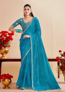 Dernière collection Georgette avec broderie Saree Femme Fabricant de mode de Surat au taux le plus bas - Product Image 5