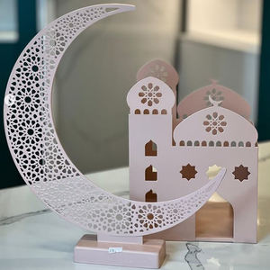 ของตกแต่งมุสลิมแบบใหม่ ของตกแต่งรอมฎอน มูบาร็อค สำหรับตกแต่งบ้าน รูปพระจันทร์เสี้ยวโลหะ 3 มิติ แบบตั้งพื้น - Product Image 3