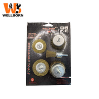 Ensemble de 5 brosses métalliques pour perceuse - Brosse en acier ondulé, brosse en forme de roue et kit d'outils de qualité industrielle pour l'élimination de la rouille et le polissage