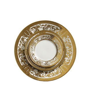 Vajilla de Porcelana Fina de Lujo con Relieve y Borde de Oro de 24K, Resistente al Calor y Apta para Lavavajillas, Ideal para Restaurantes y Regalos - Product Image 5