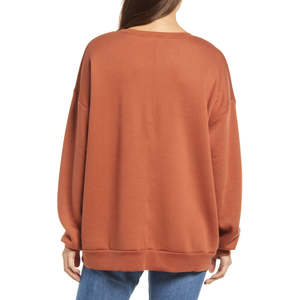 <b>Women</b> Casual Winter Oversized Sweatshirt Crew Neck Hoodie Solid <b>Pattern</b> 100% Cotton <b>Fleece</b> Waterproof 300g Back Logo OEM - Product Image 2