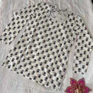 Ensemble Kurti court imprimé ethnique, nouveau design élégant, coton floral, Kurti pour femmes, cadeau pour elle - Product Image 1