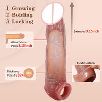 Vibrierender Penis-Sleeve Realistischer Männlicher Verlängerer zur Vergrößerung und Verdickung Wiederverwendbares Kondom Weiches TPE Sexspielzeug für Männer