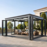 Invernadero Móvil Plegable con Marco de Aleación de Aluminio y Doble Vidrio Templado para Patio, Terraza o Jardín de Villa