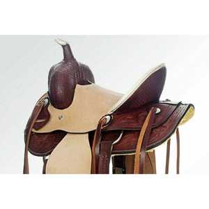 อานม้าหนังแท้ดีลักซ์ | ความสบายในการขับขี่แบบตะวันตกการออกแบบเย็บด้วยมือ | เหมาะสำหรับเส้นทางการแสดงและการแข่งแบบบาร์เรล - Product Image 1