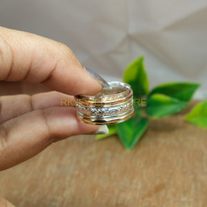 Solid 925 Sterling Silver Spinner Ring Fidget Thumb <b>Band</b> Anxiety Relief Ring Brass &<b>Copper</b> Spinning Statement Jewelry for Unisex - Product Image 6