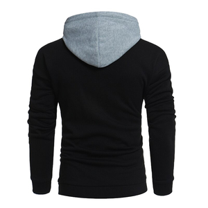 เสื้อสเวตเตอร์แบบสวมหัวมีฮู้ดลายขวางสีเทาดำขาวเข้ารูปเสื้อแนวแอธเลชเชอร์สำหรับผู้ชาย - Product Image 2