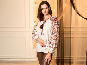 Ropa de verano India, vestido ucraniano para mujer, manga larga con estilo, cuello redondo, el mejor modelo, vestido ucraniano bordado con cinturón - Product Image 4