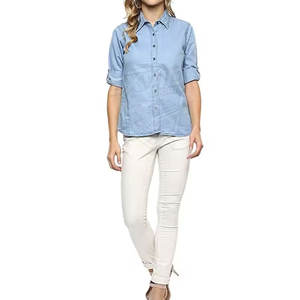 <b>Soft</b> Fabric <b>Jeans</b> Shirts For Women In Low Price Best Quality Pakistan Manufacture Casual Wear <b>Jeans</b> Shirts - Product Image 3