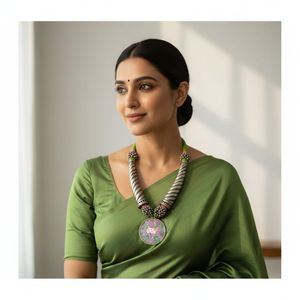 Tribal Tales Chittai Pichwai <b>Necklace</b> with Tassel Shape and Pattern - Product Image 3