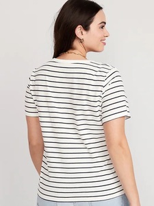 Best Strip Design Newest Style Short Sleeve Short T-Shirt Casual <b>Women</b> Customized logo New Stylish T-shirt for <b>Women</b> - Product Image 3