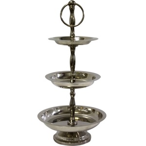 Nouveau support à gâteaux et desserts en bois à deux niveaux, forme arrondie, finition noyer, pour ustensiles de cuisine et accessoires décoratifs - Product Image 3