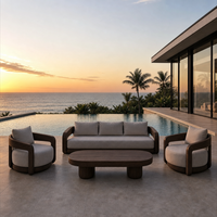 Luxuriöses Modernes Holz-Outdoor-Lounge-Sofa-Set mit Kaffeetisch Garten-Terrassenmöbel für Villa Resort Hotel Poolbereich