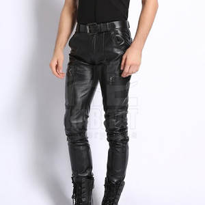 Vente flash - Pantalons en cuir pour homme, cuir véritable doux, matière confortable et durable, style classique - Product Image 2