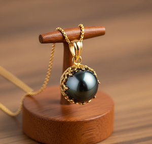 Vente chaude chaîne délicate en argent Sterling 925 avec pendentif perle noire bohème 18K or cristal de guérison mode délicate - Product Image 2