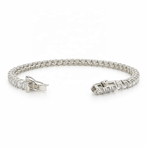 Pulsera de Tenis Clásica JJ BRAVO de Oro Blanco Sólido de 14K con Baño de Rodio, Circonita Cúbica de 4mm, 18cm, Joyería Fina para Mujer, Boda, Fiesta - Product Image 2