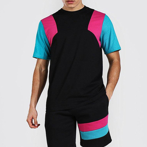 T-shirt et short de couleur contrastée hommes ensembles jumeaux sur mesure nouveau design hommes prix de gros t-shirt et short ensemble double respirant - Product Image 5