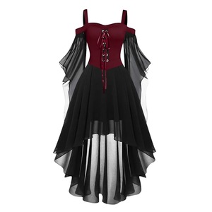 2025 nuevo vestido gótico elegante de bruja de Halloween para mujer, vestido gótico con hombros descubiertos, manga de mariposa, falda de Hada de talla grande, largo informal - Product Image 2