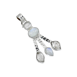 Herkimer et pierre de lune pierre précieuse naturelle solide 925 pendentif en argent Sterling bijoux délicats pour les femmes guérison pierre précieuse pendentif ODM - Product Image 1