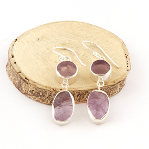 Pendientes colgantes de Plata de Ley 925 con amatista natural, joyería con encanto - Product Image 1
